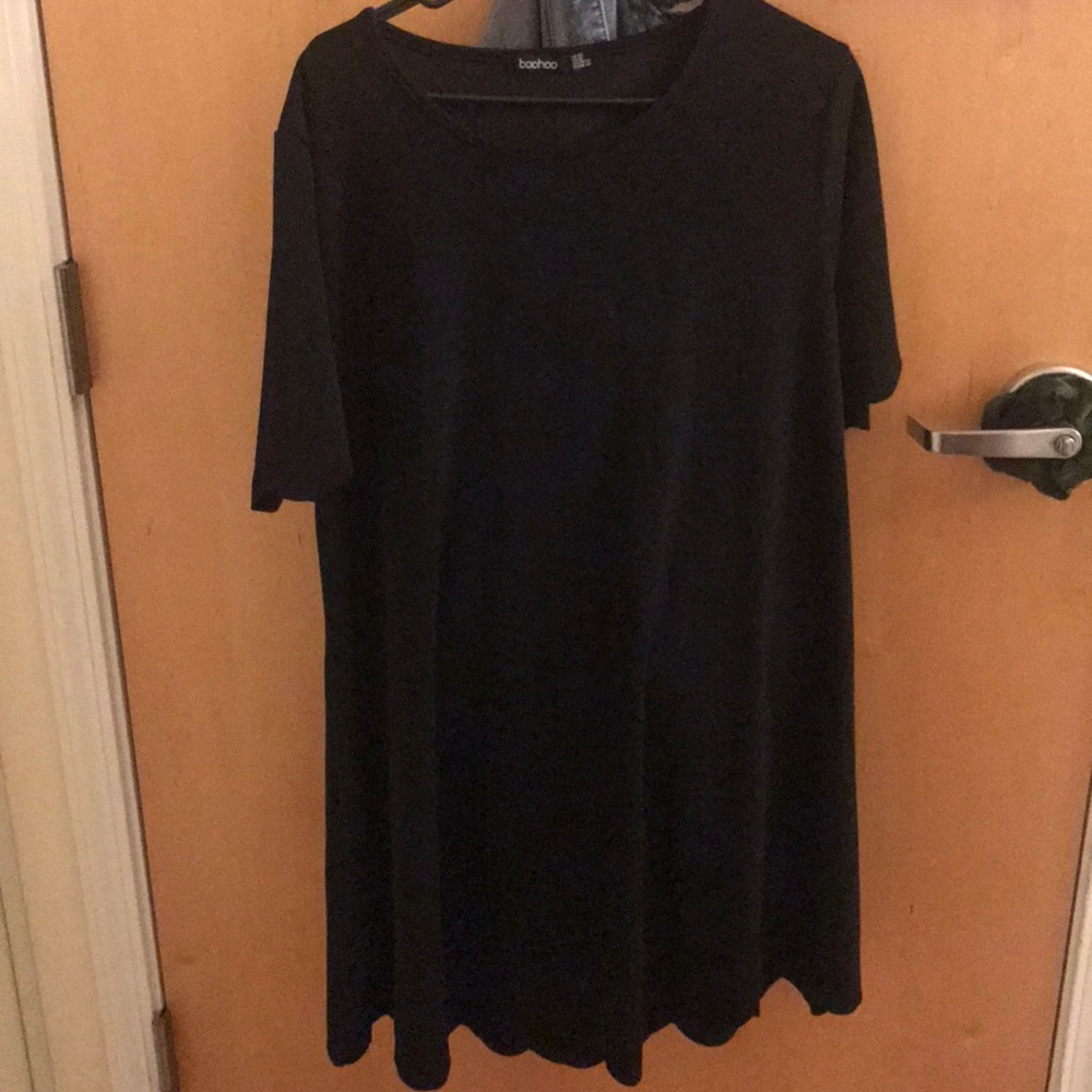 Boohoo black dress with scallops!